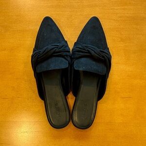 NWOT J.Crew black suede knotted mules